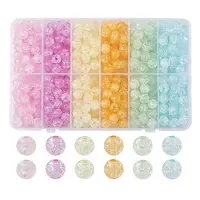 480Pcs 6 Colors Transparent Crackle Acrylic Beads