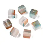 Frosted Glass Beads with Golden Glitter Powder