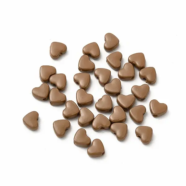 Heart Spray Painted Alloy Beads