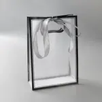 Rectangle Plastic Packaging Gift Bags with Hole Handle and Silk Ribbon