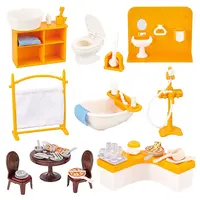 2 Style 2 Style Plastic Dollhouse Kitchen & Bathroom Accessories Set