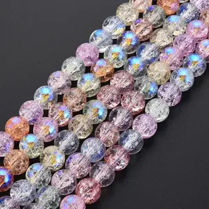 Electroplate Crackle Glass Bead Strands