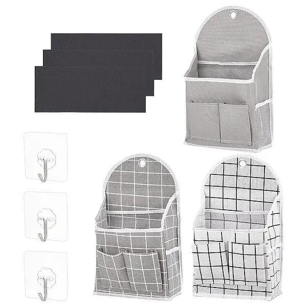 3 Sets 3 Style Linen Bedside Caddy for Student Dorm