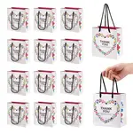 Heart Flower Thank You Printed Paper Storage Gift Tote Bags for Wedding Party Gift Wrapping Bags