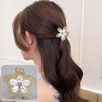Flower Alloy Rhinestone Claw Hair Clips