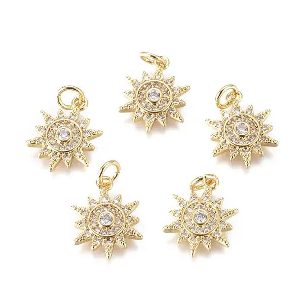 Brass Micro Pave Cubic Zirconia Charms
