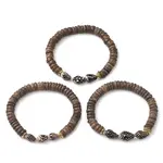 Natural Coconut Rondelle Beaded Stretch Bracelets