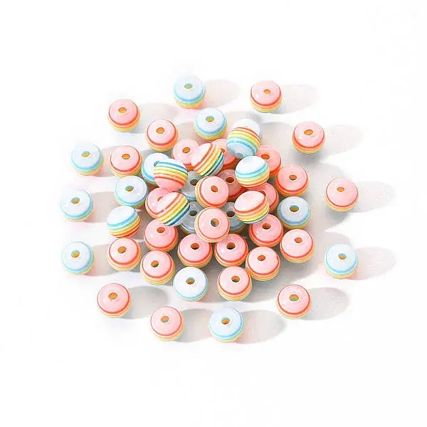 50Pcs Transparent Stripe Resin Beads