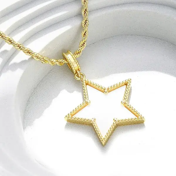 Brass Enamel Star Pendant Necklaces for Women