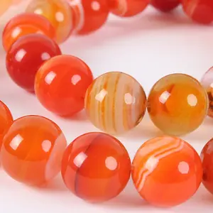 Natural Striped Agate/Banded Agate Round Bead Strands