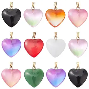 10Pcs 8 Style Spray Painted Glass Pendants