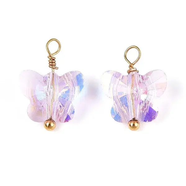 Electroplate Glass Butterfly Charms