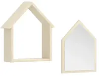 Domečková police se zrcadlem fairy - dub světlý