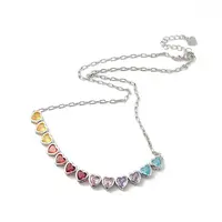 Colorful Cubic Zirconia Heart Pendant Necklace