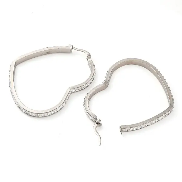 304 Stainless Steel Heart Hoop Earrings