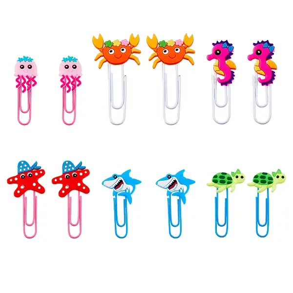 36Pcs 6 Style Sea Animal Shape Iron Paperclips