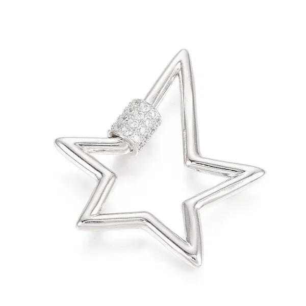 Brass Micro Pave Clear Cubic Zirconia Screw Carabiner Lock Charms