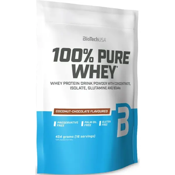 BioTechUSA 100% Pure Whey syrovátkový protein malé balení příchuť Coconut & Chocolate 454 g