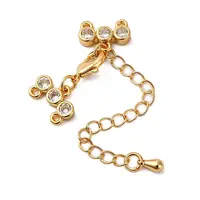 Brass Micro Pave Clear Cubic Zirconia Chain Extender