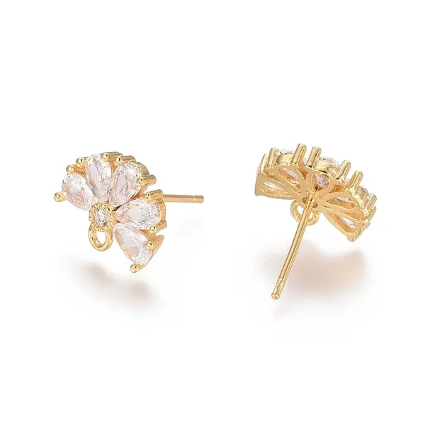 Brass Cubic Zirconia Stud Earring Findings