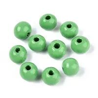 Spray Painted Round Natural Schima Wood Beads