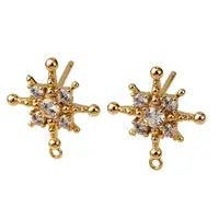 Brass Pave Clear Cubic Zirconia Stud Earring Findings