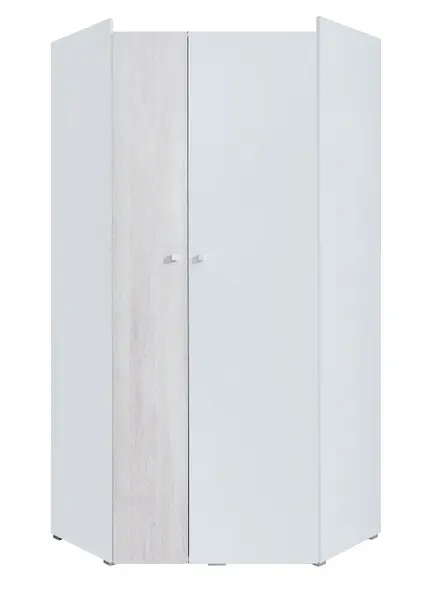 Rohová šatní skříň beta - bílá/dub wilton