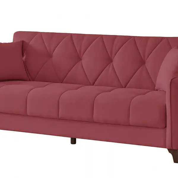 Trojmístná rozkládací pohovka s úložným prostorem patron - červená