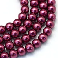 Baking Painted Pearlized Glass Pearl Round Bead Strands