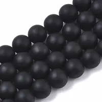 Natural Black Stone Bead Strands