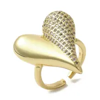 Brass Micro Pave Cubic Zirconia Cuff Rings for Women