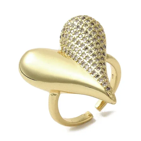 Brass Micro Pave Cubic Zirconia Cuff Rings for Women