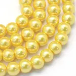 Baking Paint Pearlized Glass Pearl Round Bead Strands