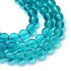 Baking Paint Transparent Glass Round Bead Strands