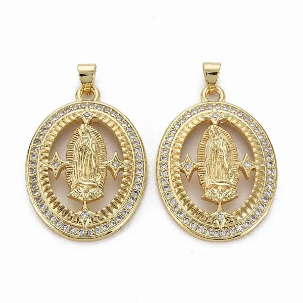 Brass Micro Pave Clear Cubic Zirconia Pendants