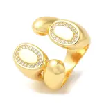 Oval Brass Micro Pave Clear Cubic Zirconia Open Cuff Rings