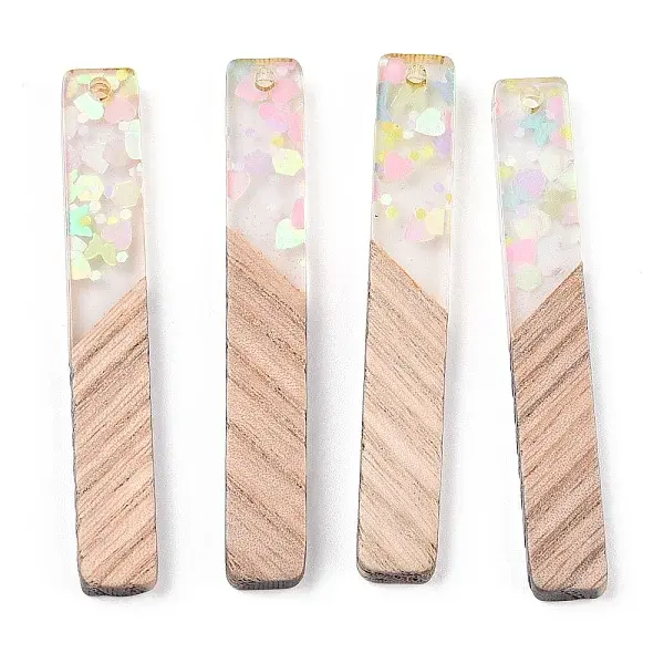 Transparent Resin & White Wood Big Pendants