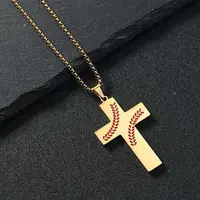 201 Stainless Steel Wheat Cross Pendant Box Chain Necklaces for Women Men