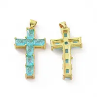 Brass Micro Pave Clear Cubic Zirconia Pendants