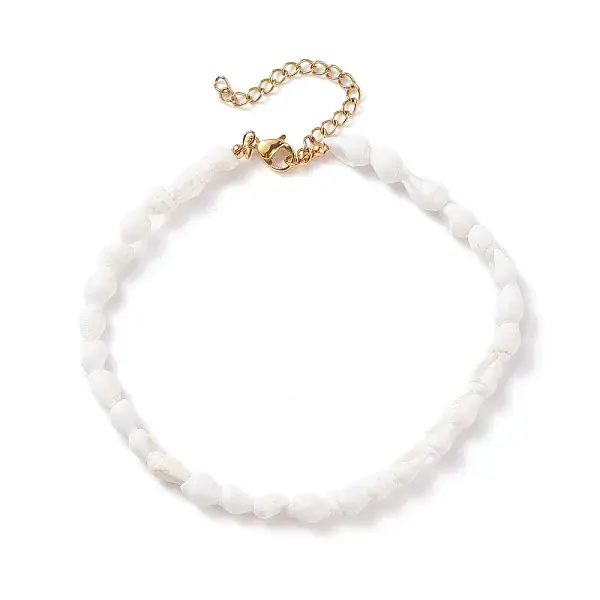 Natural Trumpet Shell Beaded Anklet for Women