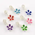Silver Color Plated Flower Metal Alloy Enamel European Dangle Charms