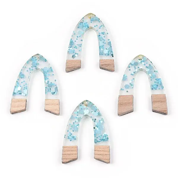 Transparent Resin & White Wood Pendants