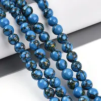Synthetic Gold Line Turquoise Beads Strands