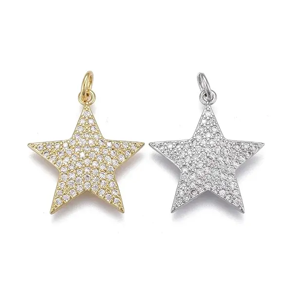 Brass Micro Pave Clear Cubic Zirconia Pendants