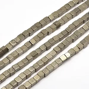 Cube Natural Pyrite Beads Strands