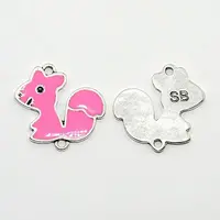 Antique Silver Tone Squirrel with Word SB Alloy Enamel Links connectors