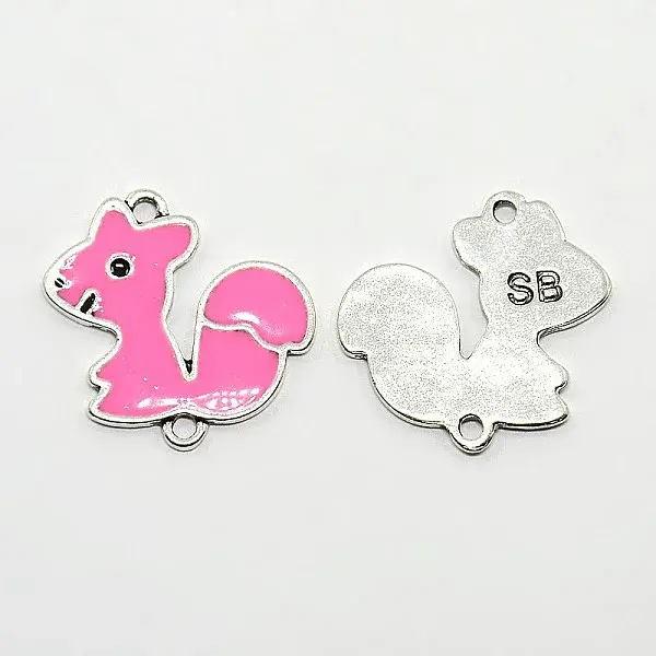 Antique Silver Tone Squirrel with Word SB Alloy Enamel Links connectors