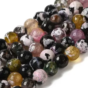 Dyed & Heated Natural Fire Crackle Agate Beads Strands