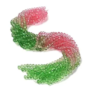 Transparent Painted Glass Beads Strands