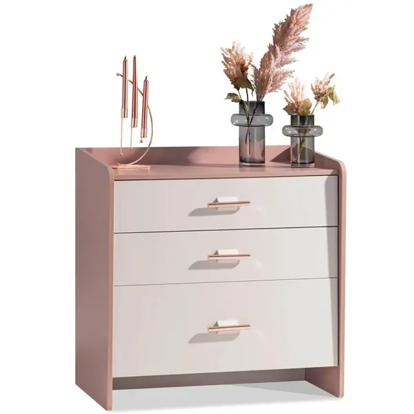 Zásuvková komoda viviana - růžová, bílá